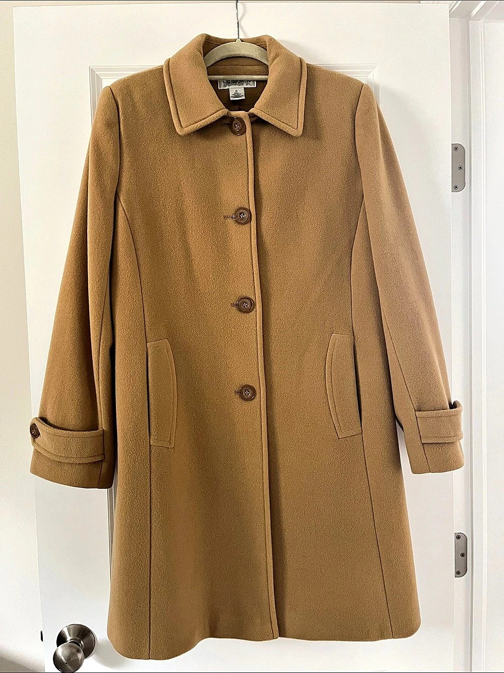 Preston & York Coat 100% Wool Shell with polyester lining in Camel Color.